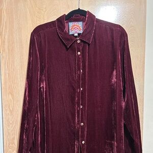 Johnny Was burgandy velvet shirt